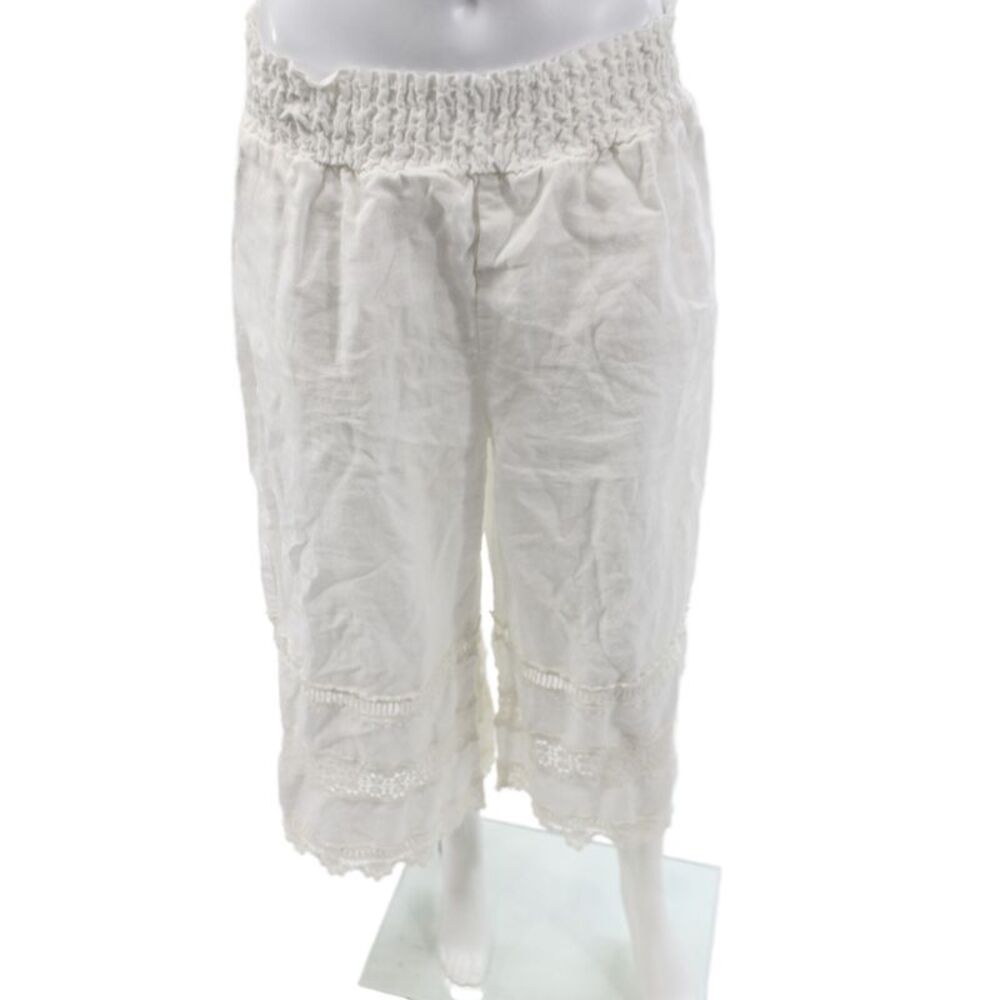 Johnny Was Womens Bohemian Linen Capri Pants White Size S